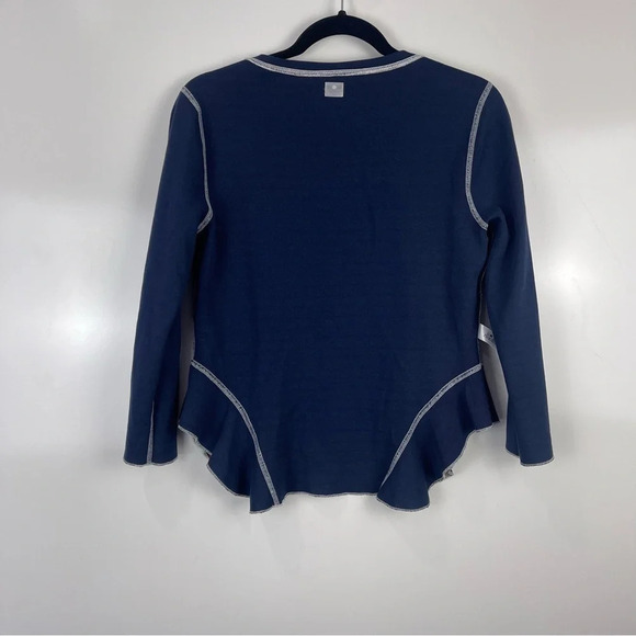 NEW Three Dot Reversible Stripe Ruffle Sleeve Top Size Small - Picture 4 of 10